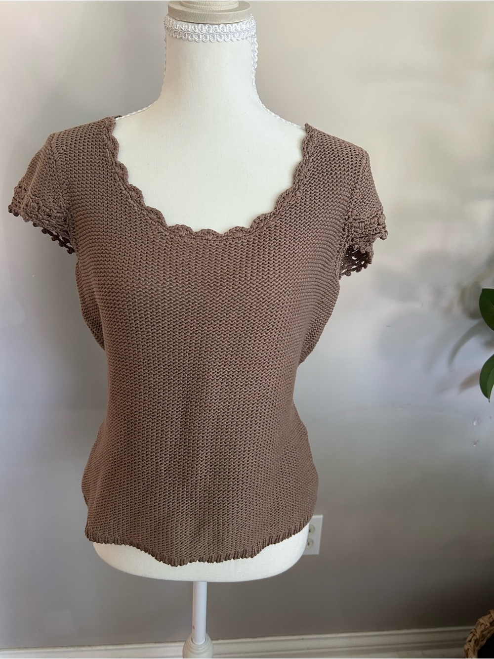 NWT Sigrid Olsen Knit Top with Scallop Details
